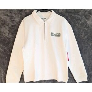Nelk Boys NWT FULLSEND Academy Polo‎ White Size L Mens Sweatshirt Quarter Zip